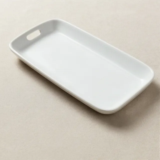 Bandeja rectangular 30 cm de porcelana blanca