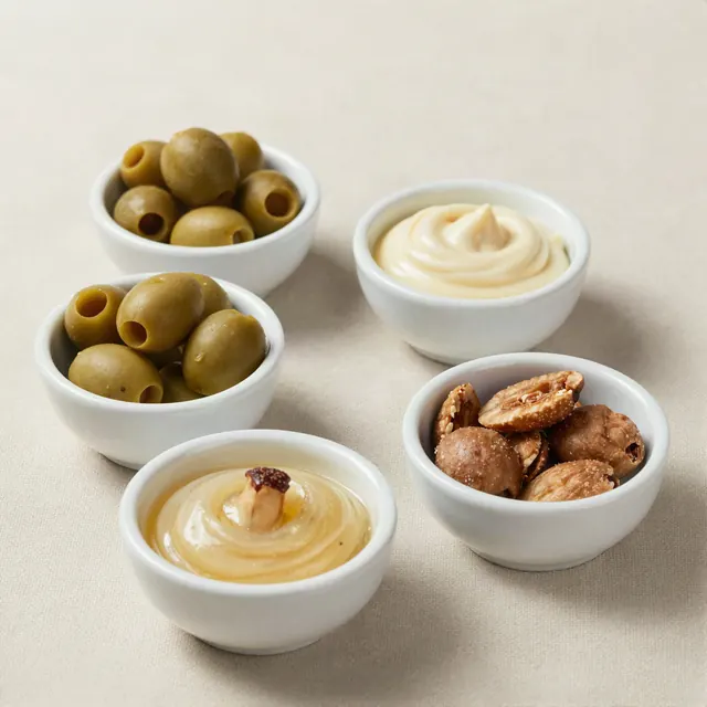 Set de 4 bowls de copetín de porcelana blanca