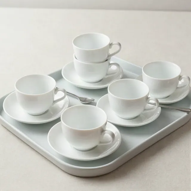 Juego de café 12 piezas de porcelana blanca