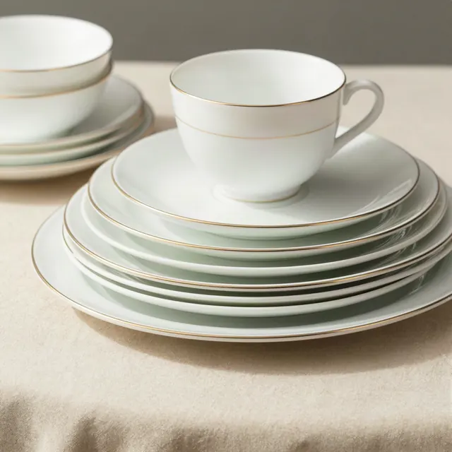Juego Gala filete dorado 24 piezas de porcelana blanca