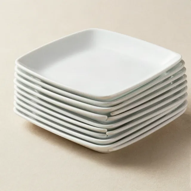 Plato cuadrado 26 cm de porcelana blanca
