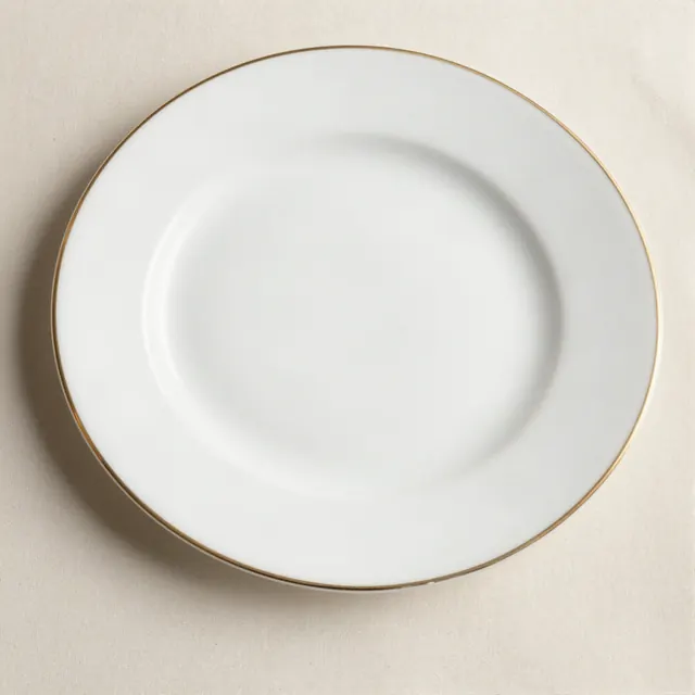 Plato playo filete dorado 27 cm de porcelana blanca